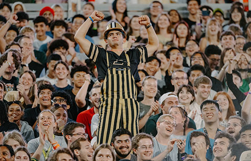 students in stadium