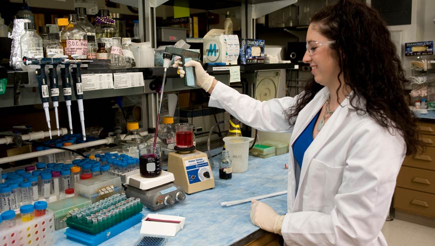 Student doing research in the lab