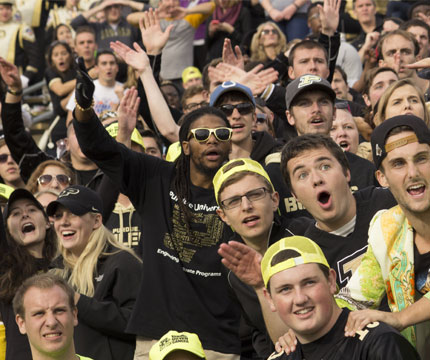 cheering crowd of students