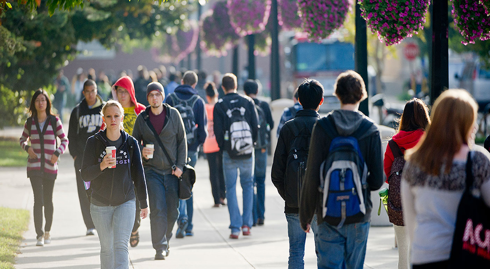 students walking